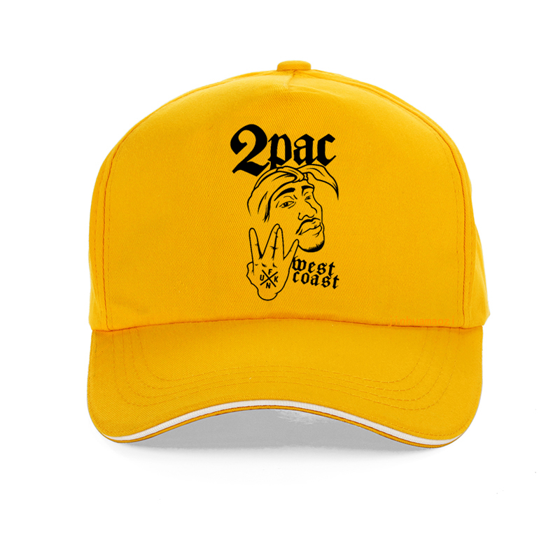 American Ripper Tupac 2pac berretto da Baseball Shakur Rapper hat Summer Rap 2pac cappelli per adolescenti cappello da papà Unisex cappellino Snapback: YELLOW