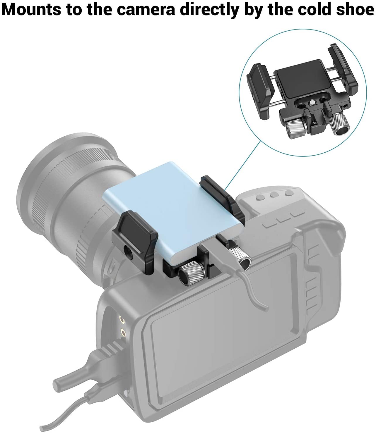SmallRig Universal Holder for External SSD Holder Clamp With Cold Shoe and 1/4"-20 Screws - 2343