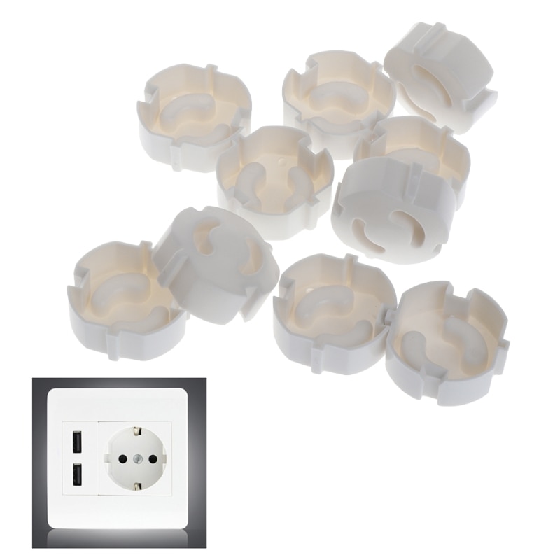 10pcs EU Power Socket Electrical Outlet Baby Kids Child Safety Guard Protection Anti Electric Shock Plugs Protector Rotate Cover