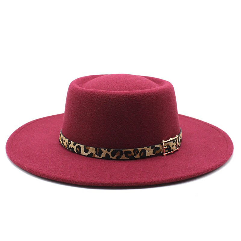 Fedora Hoed Voor Mannen Vrouwen Casual Brede Rand Jazz Hoed Herfst Winter Panama Vilten Hoed Ronde Top Party Formele Hoed: Red wine