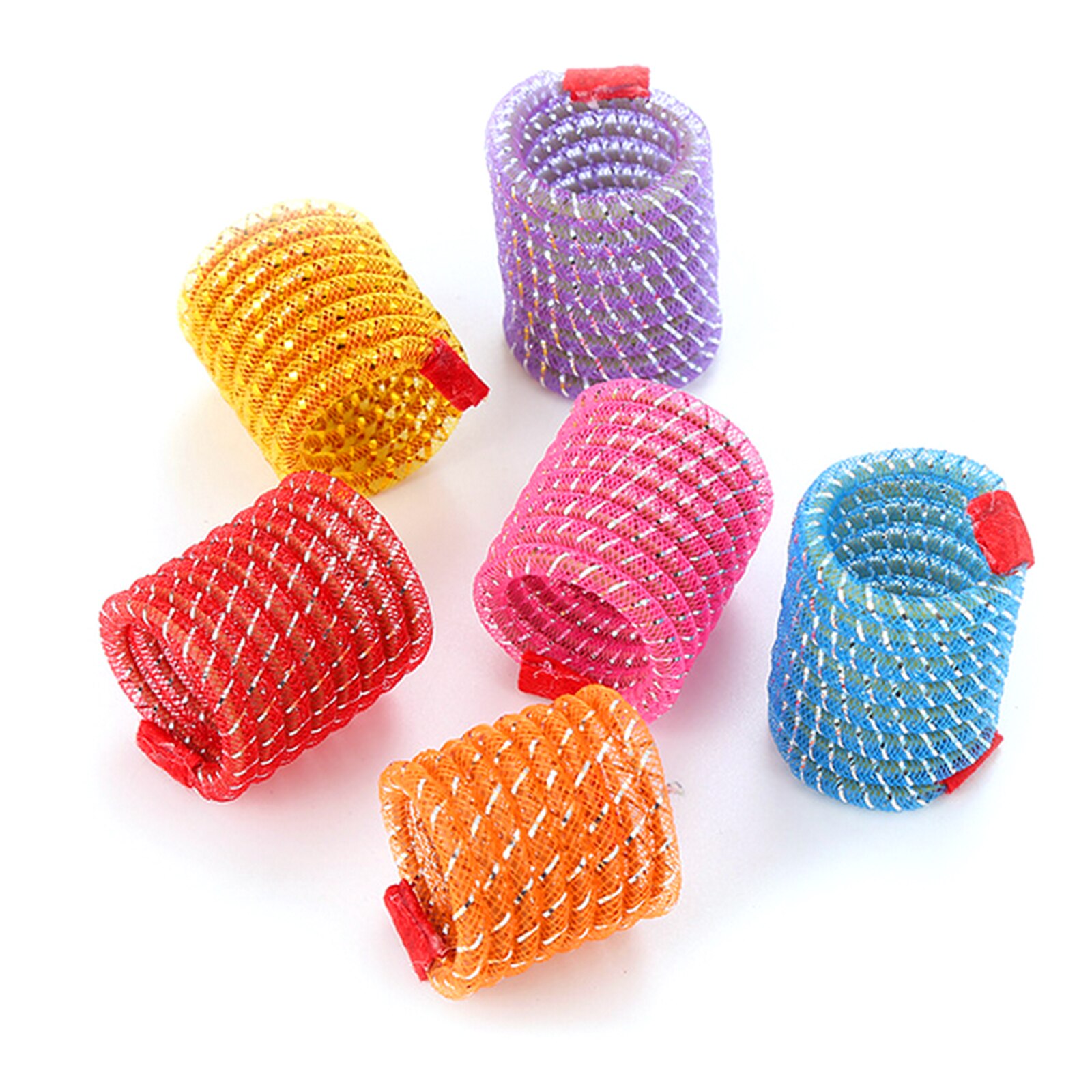 Muelles anchos de colores para mascotas, juguete elástico de plástico para gatito, muelles en espiral, juguetes interactivos para morder, 5 uds.