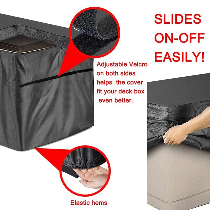 Terrace Deck Box Cover, Waterproof Outdoor Cushion Box Cover with Zipper, for Garden Deck Box Storage Bench Cover S