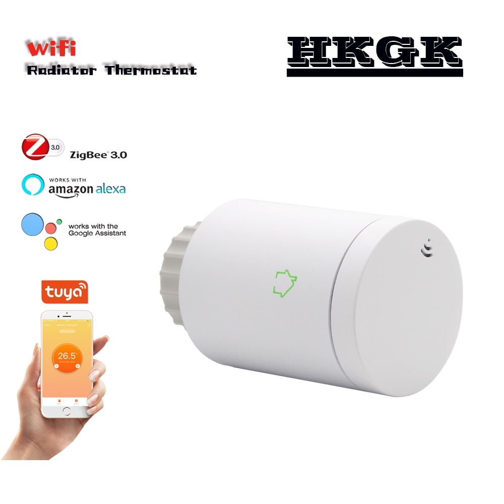 Zigbee smart Thermostatic valve with programmable ，Voice control temperature controller via Alexa