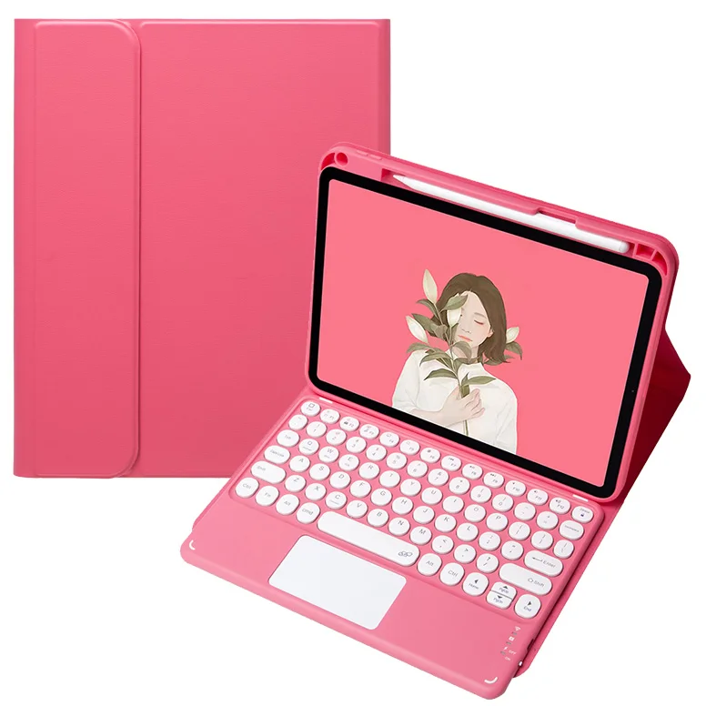 Voor iPad Air 11 M2 Case met Trackpad Touchpad Toetsenbord Cover Funda voor iPad Air 6 Air 5 Air 4 toetsenbord Case Teclado: Zestien / Rood