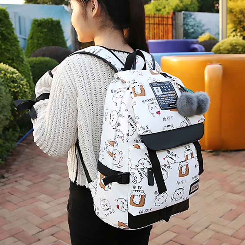 Kvindelig rygsæk høj kapacitet kvinder rygsæk mønster skole laptop rygsæk teen pige skoletaske