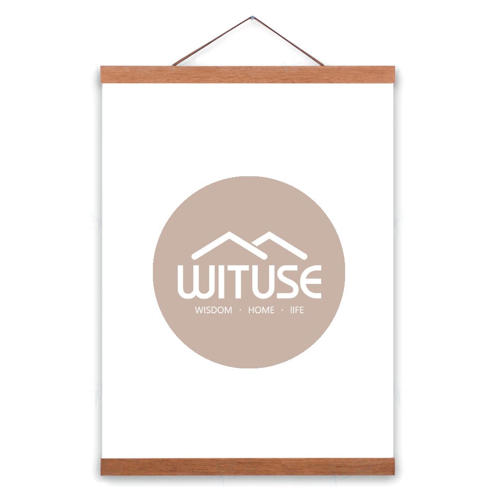 Wooden Photo Frame Modern DIY Custom Poster Scroll Print Painting Artwork Picture Hanger Teak Ramin Solid Wood With Lanyard: Teak / 21cm frame length