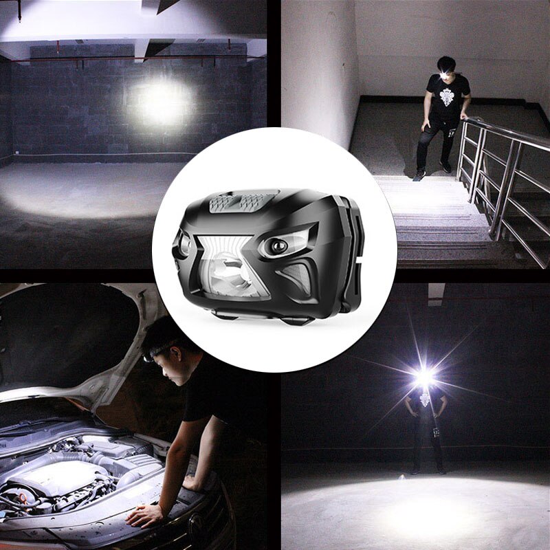 LED Sensor Headlamp USB Rechargeable Headlight Waterproof Head Light for Camping Cycling Fishing JHP-Best