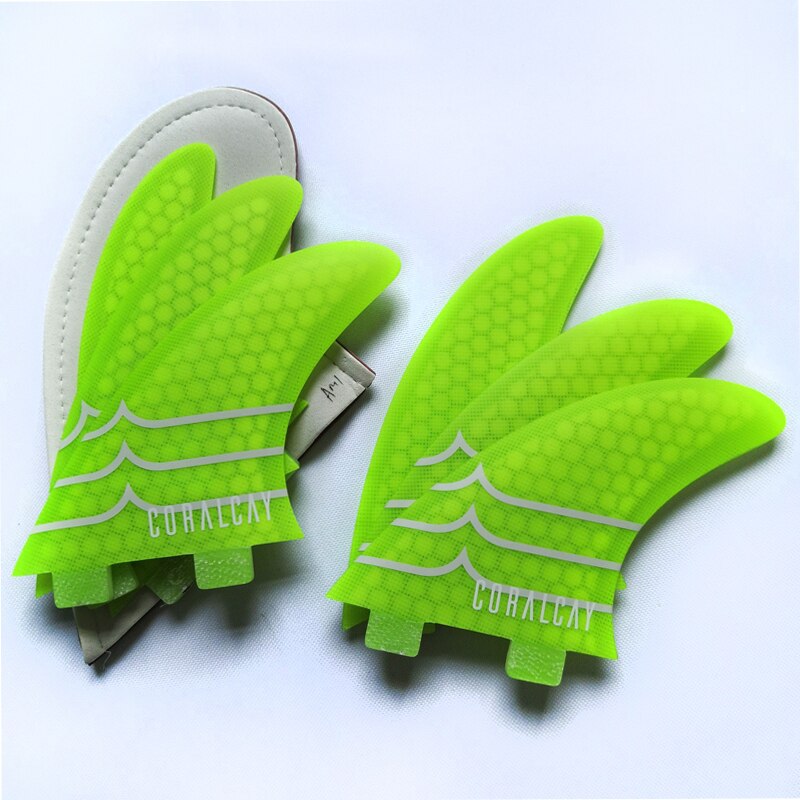 Aletas para tabla de Surf Coral-cay FCS, Tri Truster, amarillo, rojo, verde, fibra de vidrio, kitesurf, quillas FCS de windsurf