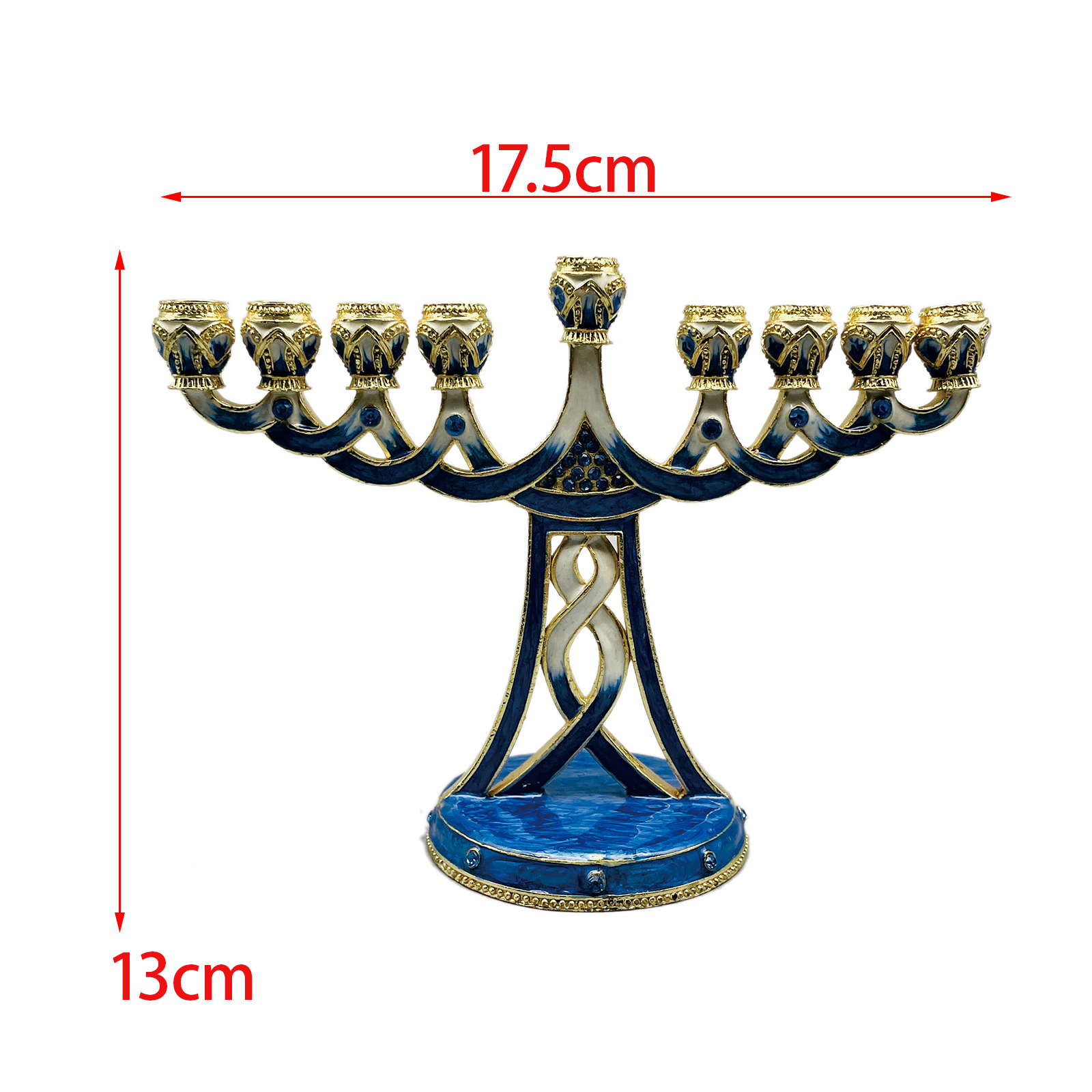 Metal Candleholder Candelabras 9 Branch Enamel Menorah Candlestick for Taper Candles: Burgundy