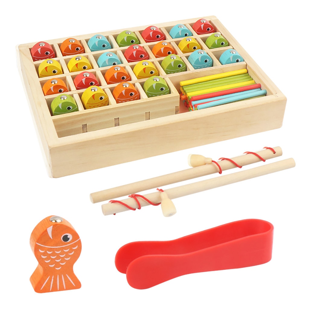 Fishing Game For Children Wooden Magnetic Learning Interaction Fishing Toy Set Fish Game Educational Fishing Toy игрушки: Default Title