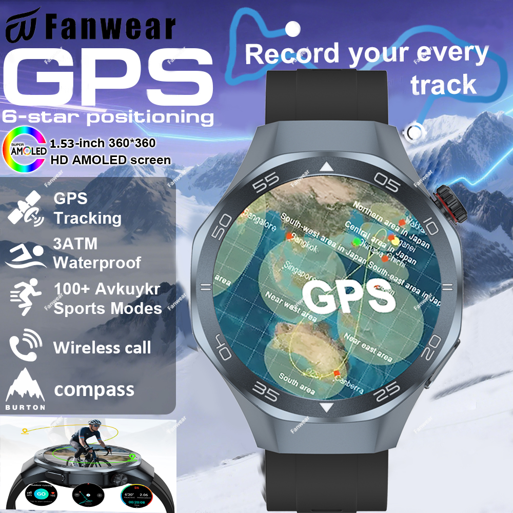 Fanwear Nuovo Orologio GT5 pro Astuto Della Vigilanza Degli Uomini HD AMOLED Schermo Zaffiro GPS inseguitore BT Chiamata saluto Impermeabile Smartwatch Frequenza Cardiaca: BIANCO