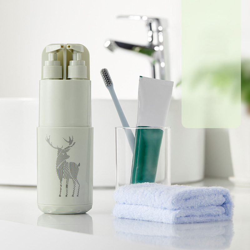 Draagbare tandenborstelbeker 5 in 1 wasbeurten opbergdoos tandenborstel tandpasta douchegel shampoo dispensers reiswasset container