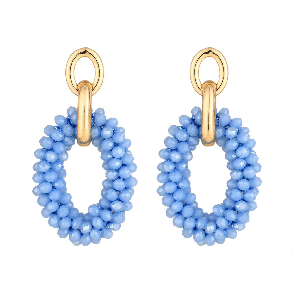INKDEW pendientes de gota ovalados cadena oreja pendientes de cuentas de cristal hechos a mano para mujer joyería pendientes largos grandes joyería de EA070: Marrón rojizo