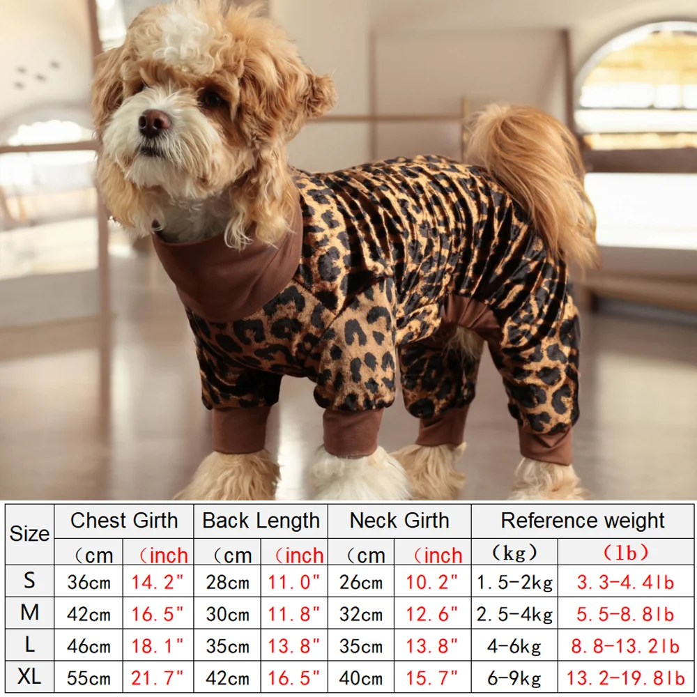 Leopard Dog Pajamas for Small Medium Dogs ,Anti-Shedding Puppy Elastic Hoodie,Soft Silk Fabric Overalls for Dogs Pet Costume: S / black