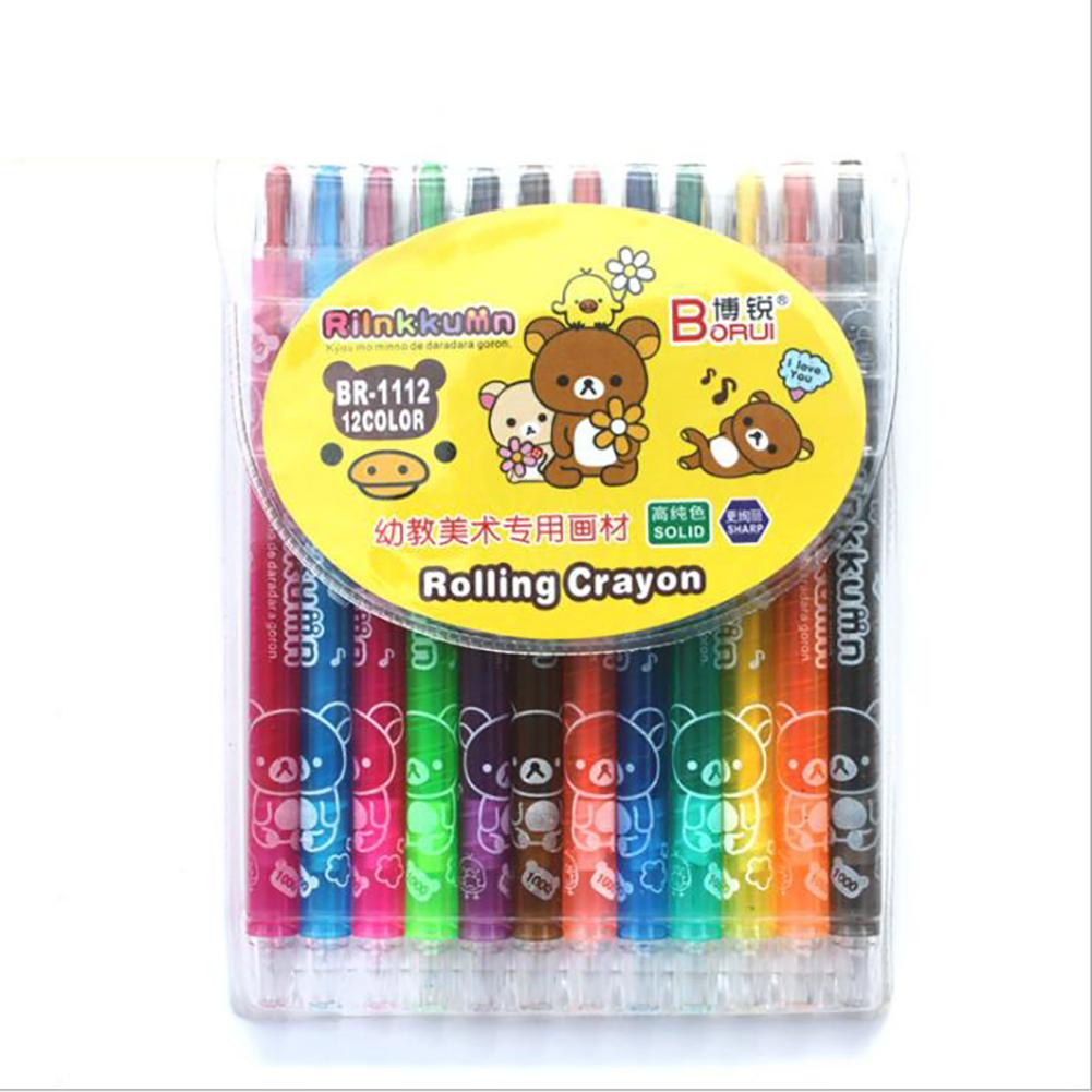 Crayon de Pastel à huile soluble dans l'eau, 12/18/24 couleurs, Crayon rotatif, peinture pour enfants, stylos Graffiti, fournitures d'art: 12 colors