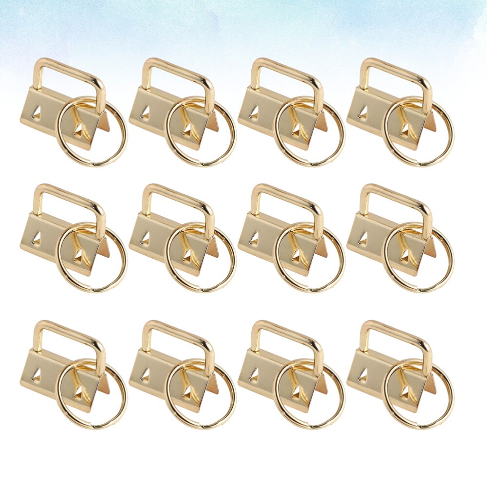 50Pcs Diy Stof Sleutelhanger Fob Polsbandje Met Key Ring Voor Lanyard Bagage Riem Accessoires (25Mm, zilver): Picture 2