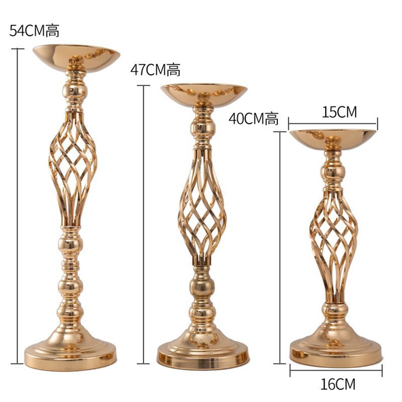 Gold Candle Holders Flowers Vase Dining Table Candlestick Centerpieces Road Lead Candelabra Wedding Party Porps Home Decoration: A / Small size