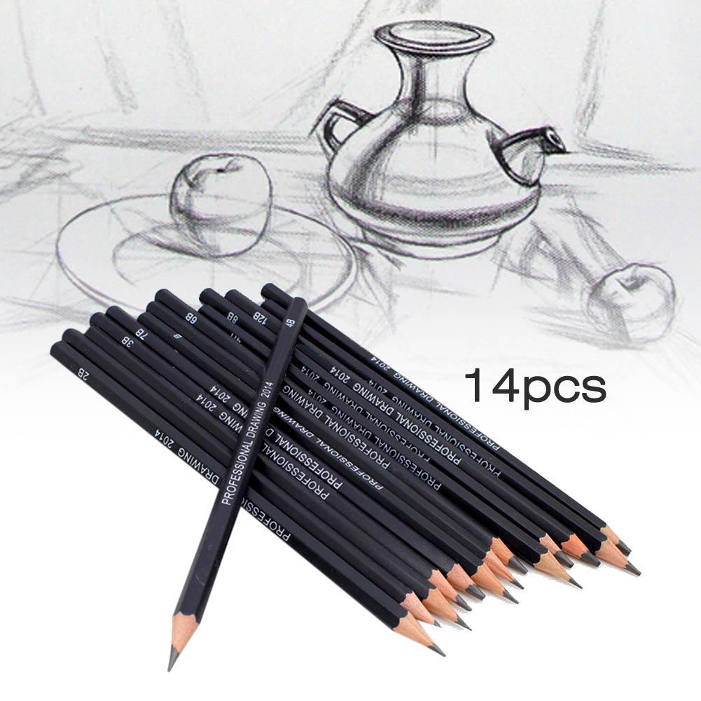 14 stk skoleelev papirvarer skitse blyant sæt til tegneværktøj kul pen sæt børn kunst forsyninger