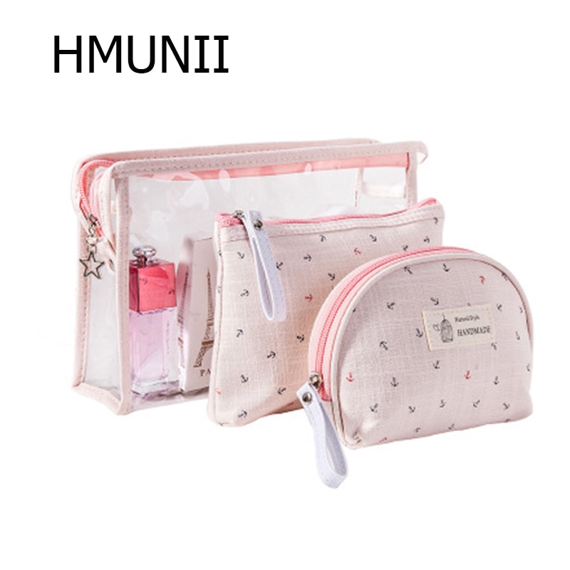 Hmunii dames s 3- delige make-up reistasset in verschillende maten, opbergtas, handvat, toilettas, multifunctionele reisaccessoires