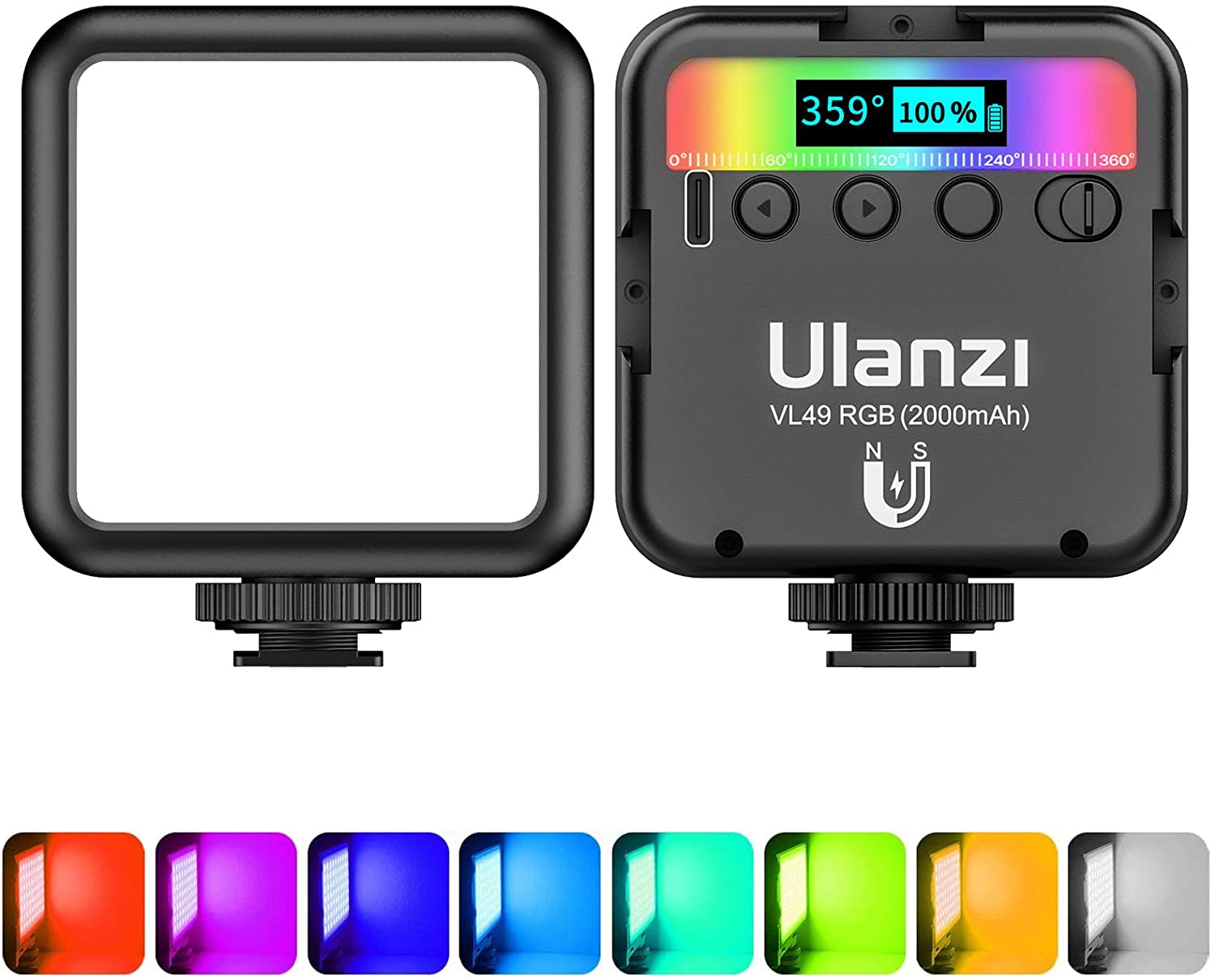 Ulanzi VL49 Rgb Video Verlichting Led Camera Licht 360 Full Color Draagbare Fotografie Verlichting 3 Koude Schoen 2000Mah Cri 95 + 2500-9000