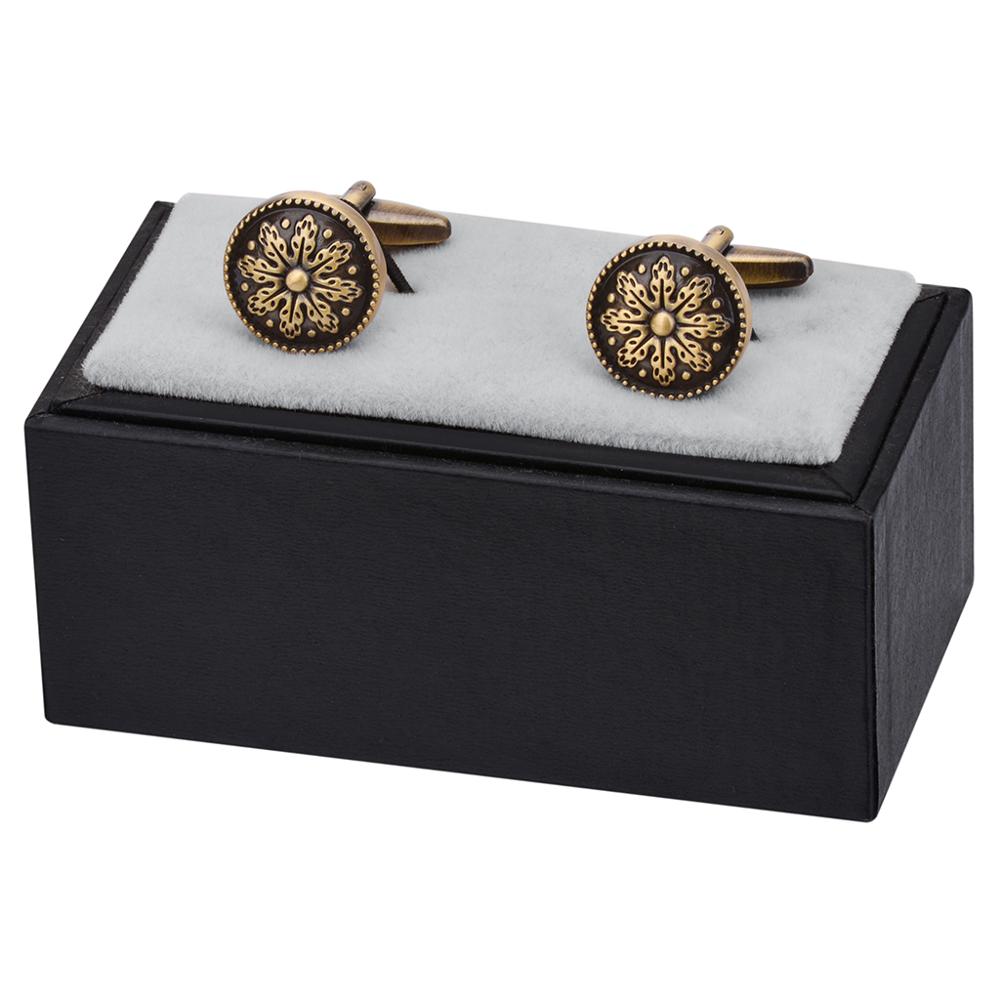 Savoyshi Vintage Brons Patroon Overhemd Manchetknopen Voor Heren Ronde Manchet Knoppen Bruiloft Bruidegoms Man Gratis Graveren Naam: Cufflinks with Box C