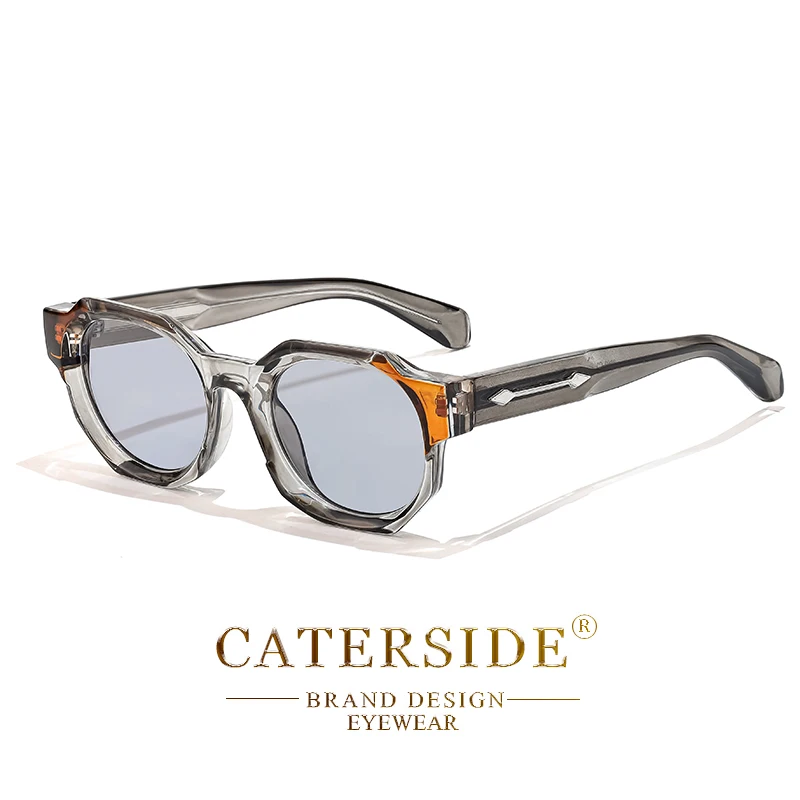 CATERSIDE gafas de sol cuadradas Retro Punk para hombre, montura gruesa Vintage, gafas de sol de para mujer, gafas de viaje para fiestas y vacaciones: Transparente