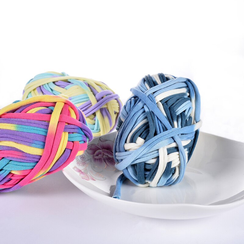Ovillo grueso de cinta de tela suave y grueso, hilo de ganchillo tejido a mano para manualidades, cesta de alfombra hecha a mano, 100g