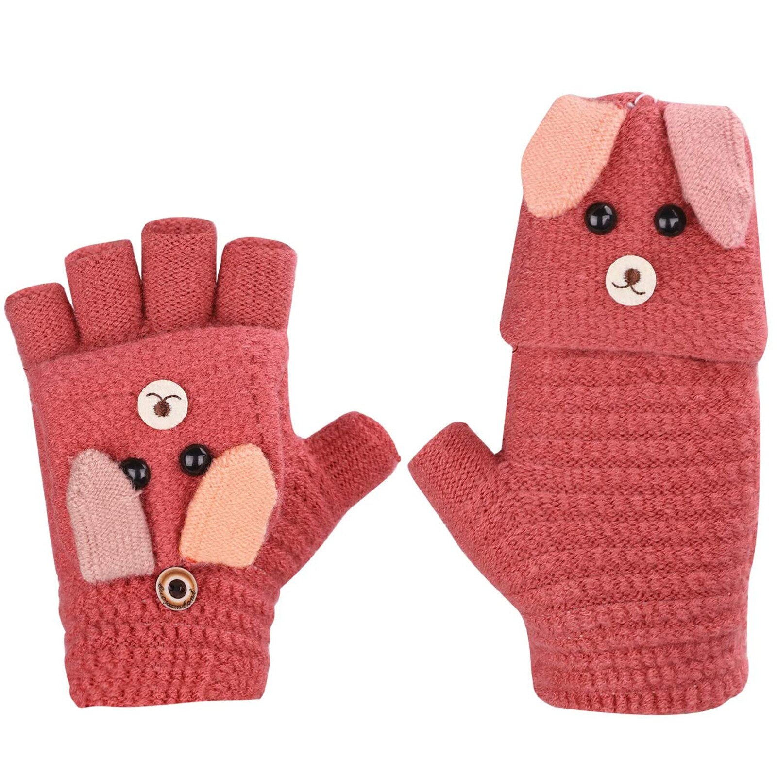 Hotest freundlicher Junge Mädchen Nette Fünf-Gefingert Samt Karikatur Jungen Mädchen Warme Gestrickte Handschuhe Handschuhe: A