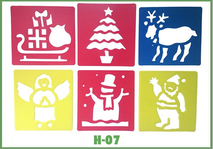 6 pezzi di Plastica Immagine Modello di Disegno Stencil Righelli Pittura Per Bambini Fai Da Te di Carta di Arte Colorazione Carte Raschiando Giochi di disegno GYH: H 07 Christmas