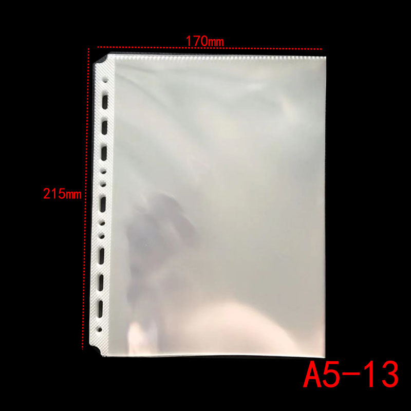 100PCS/Lot A5/B5 Thick 6-9 Hole Loose Leaf File Holder Documents Paper Organizer PVC Sheet Inner Page Protectors Office Supplies: A5-13 hole
