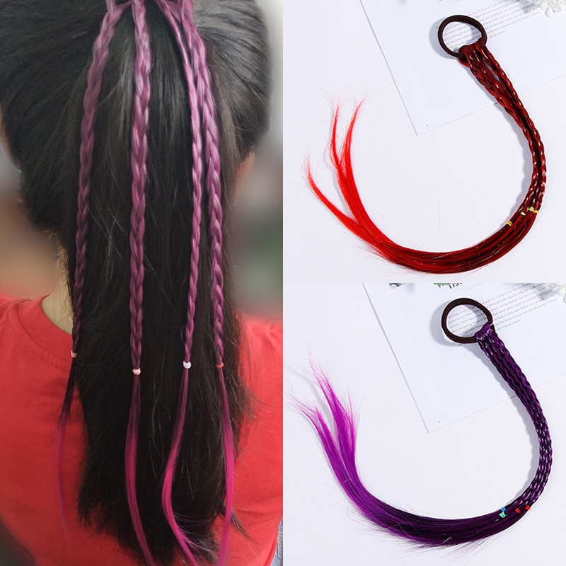 Pruiken Gevlochten Elastische Haarband Kleurrijke Voor Meisjes Vrouwen Prinses Haarbanden Tiesponytail Houder Elastiekjes Haaraccessoires