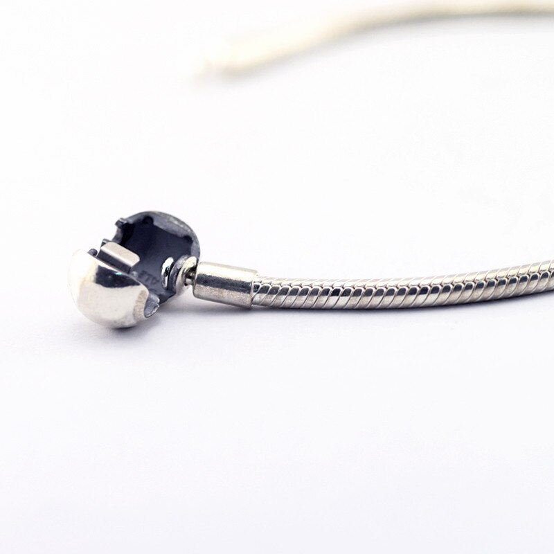 Smooth Clasp Bracelet For Woman DIY Jewelry Making Sterling Silver Bracelets Fit Female Charms & Beads