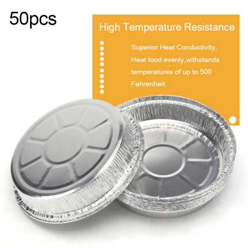 50X Runde Aluminium Folie Bbq Food Tray Container Nicht-Stick Backform Smart