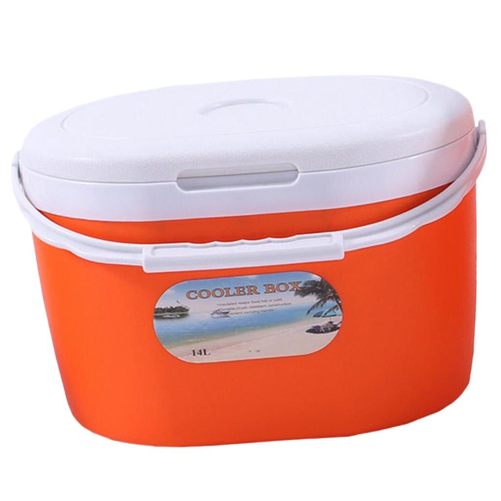 Heavy-Duty Cooler, Ice Bucket Insulated Box for Camping Picnic Lunch Food Beverage Ice Cooler: Orange 14L