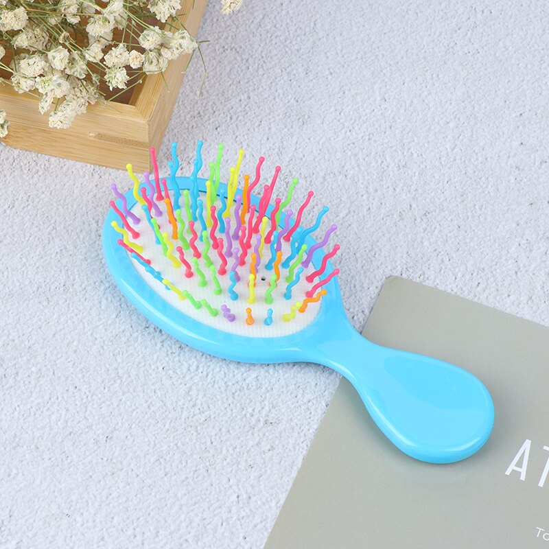 Baby drenge piger hår kam slik farve plast hår børste barn bærbar rejse anti-statisk komfortabel hoved massager kamme: Blå