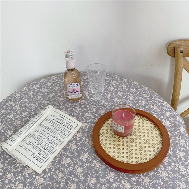 Koreaanse Ins Stijl Rechthoekige Picknick Tafelkleed Tafel Decoratie Bruiloft Decoratie Paarse Bloem Linnen Tafelkleed Achtergrond