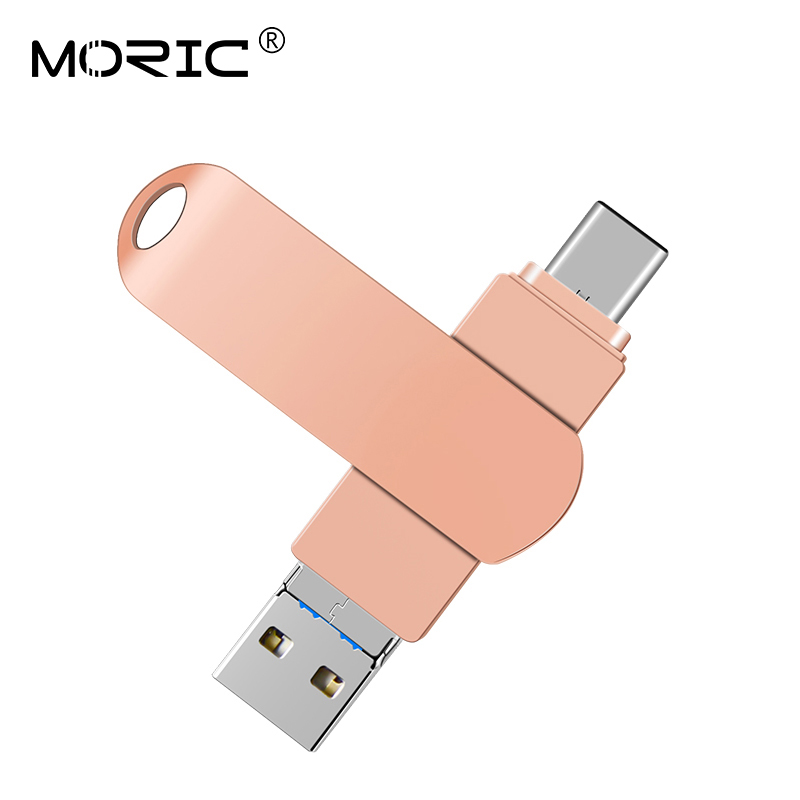 Unidad Flash USB para iPhone 3 en 1, TYPE-C Lightning de 128GB, memoria Usb, Compatible con Apple iPad PC: 128 GB / rose-gold