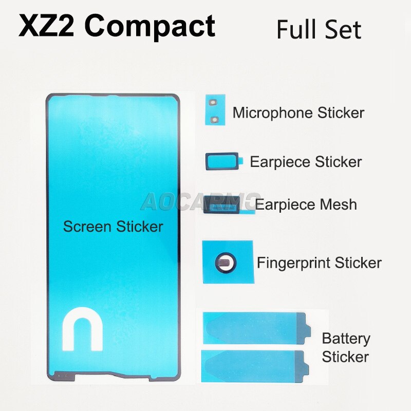 Aocarmo 10 set full set lim för sony xperia  xz2 kompakt mini  xz2c h8324 lcd skärm display batteri klistermärke öron högtalare mesh