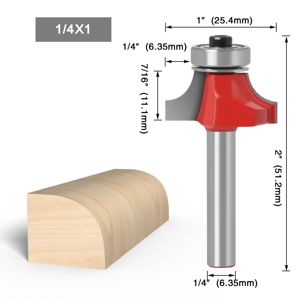 1/4 6mm Shank Corner Round Over Router Bit with BearingMilling Cutter for Wood Woodwork Tungsten Carbide Milling Cutter: 04