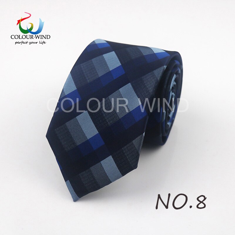 Formelt plaid slips 7cm jacquard vævet polyester hals slips til mænd klassiske tern slips herre slips til bryllup jakkesæt: 8
