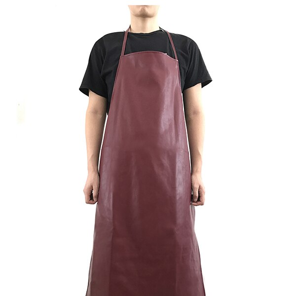 Waterproof Oil-proof Aprons Leather Bib Apron Labor Working Protective Clothing For Canteen Kitchen Restaurants Length 95cm: Wine red