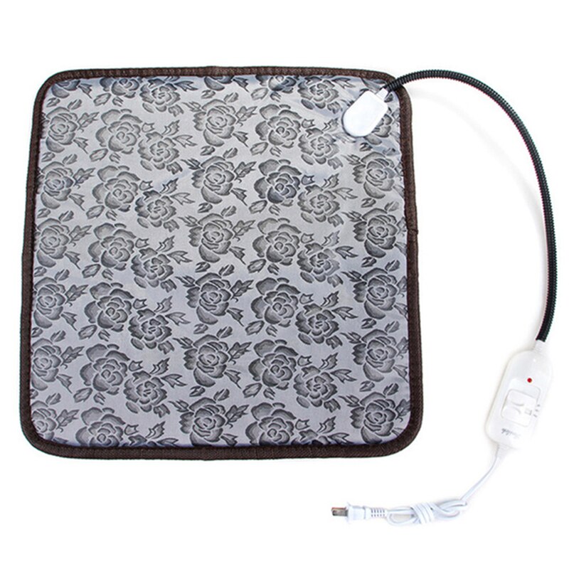 Tapis chauffant électrique pour animaux de compagnie, Protection contre les coupures de courant, pour chiens et chats, imperméable, résistant aux morsures, en hiver, 3 Modes, coussin chauffant réglable: Bleu marine / US Plug- 45x45cm