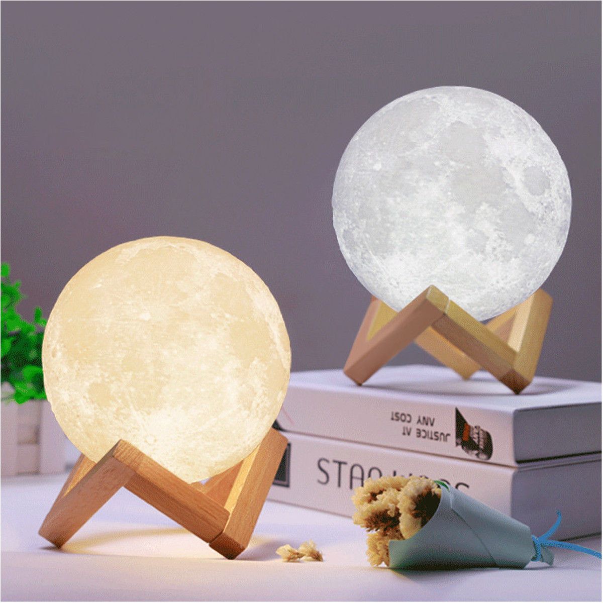 15cm 3D Magical lámpara de luna de dos tonos bolas de Luna decorativas carga USB LED noche ornamento Sensor Velantine artesanías decoración del hogar