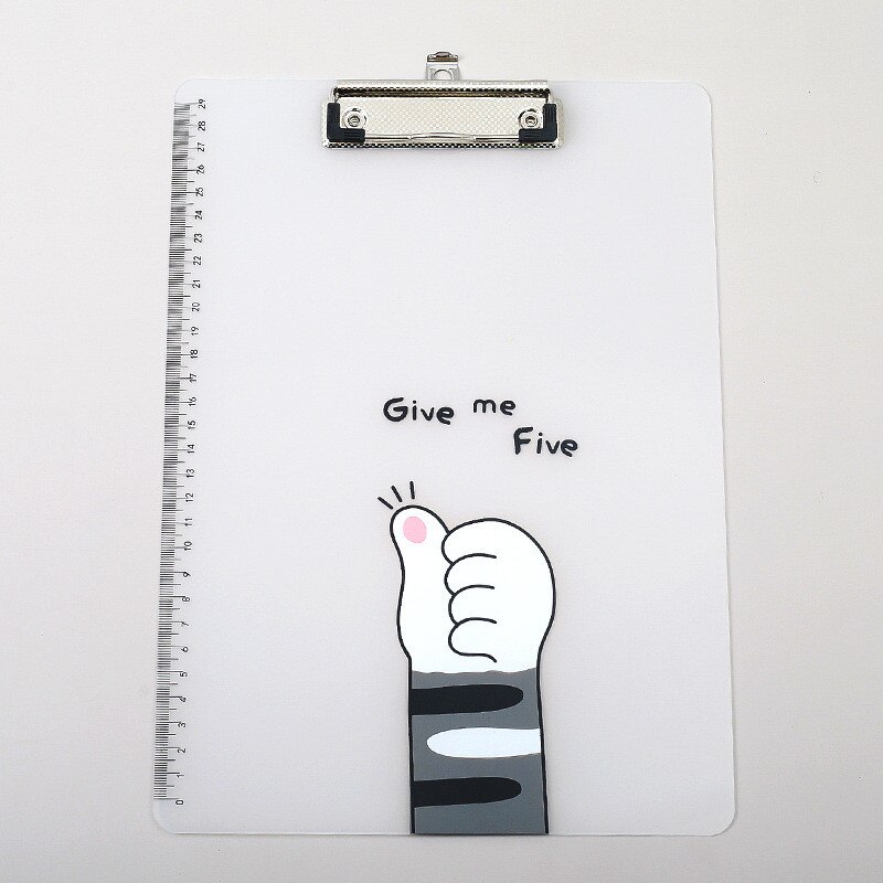 Cute Transparent A4 Clipboard Writing Pad With Metal Hook Plastic File Folder Document Holders School Office Stationery Supplies: 01