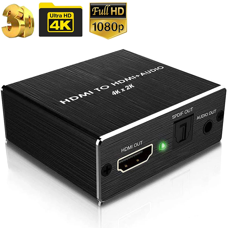 HDMI Audio Extractor HDMI to HDMI and Optical TOSLINK SPDIF + 3.5mm Stereo Audio Extractor Converter HDMI Audio Splitter Adapter