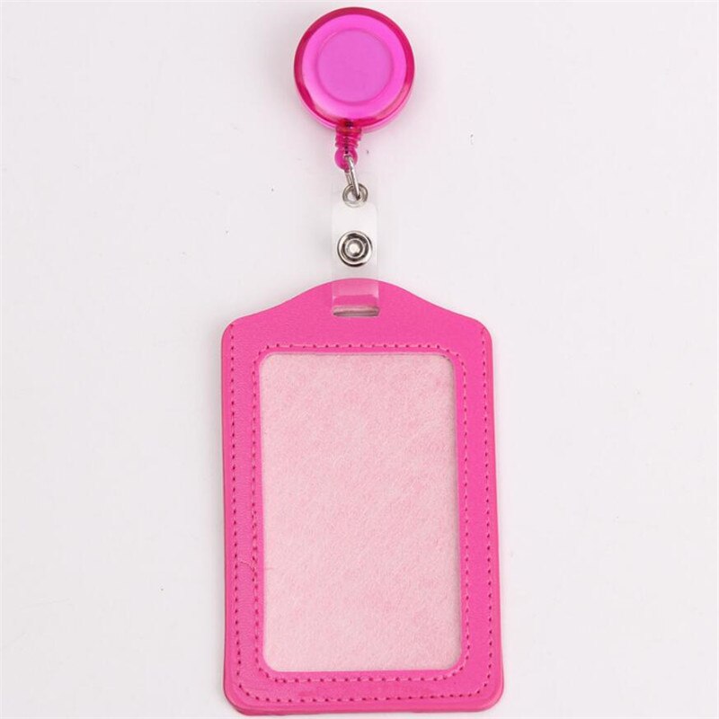 Bank Credit Card Houders Bus Id Identiteitskaarten Case Multicolor Badge Met Intrekbare Reel Werk Card Cover Pu Leer Kaarthouder: Rose Rood