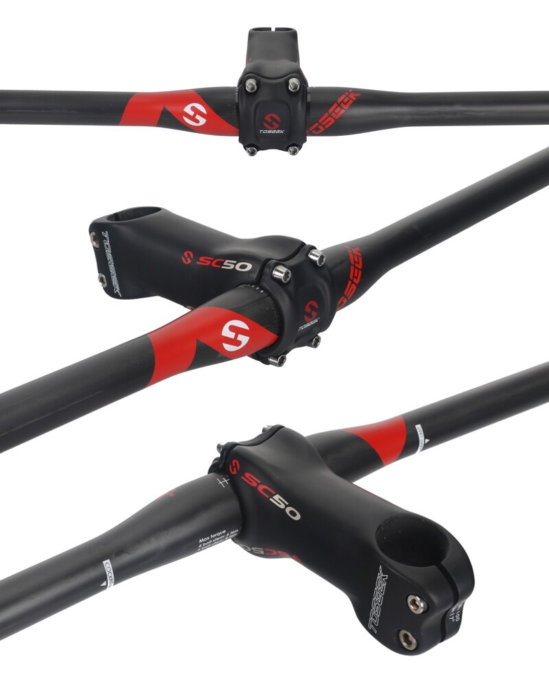 Toseek Full Carbon Fiber Fietsstuur Moutain Fiets Stuur Mtb 3/9 Graden Plat/Stijgen Stuur Fietsonderdelen