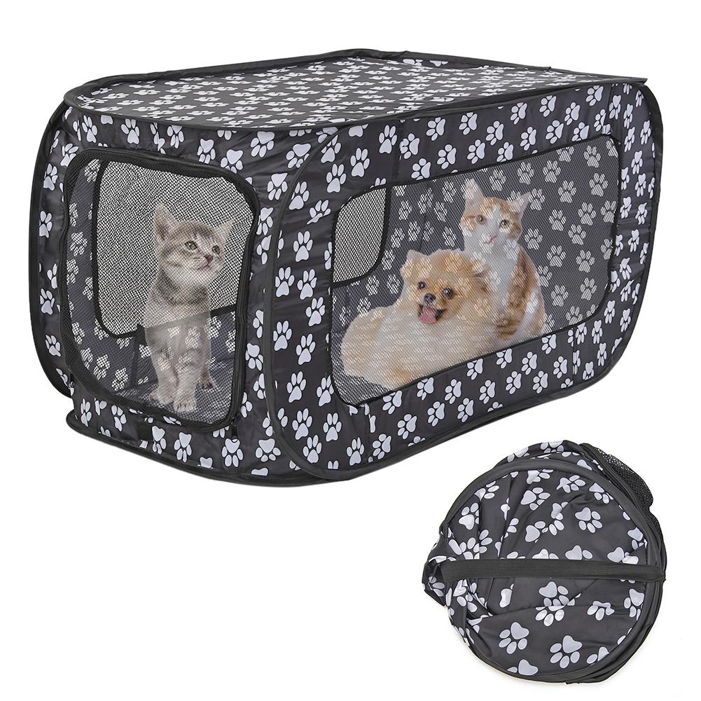 Tienda de campaña para mascotas, cerca plegable para gatos y perros, jaula de viaje con huellas rectangulares, 87CM: Default Title