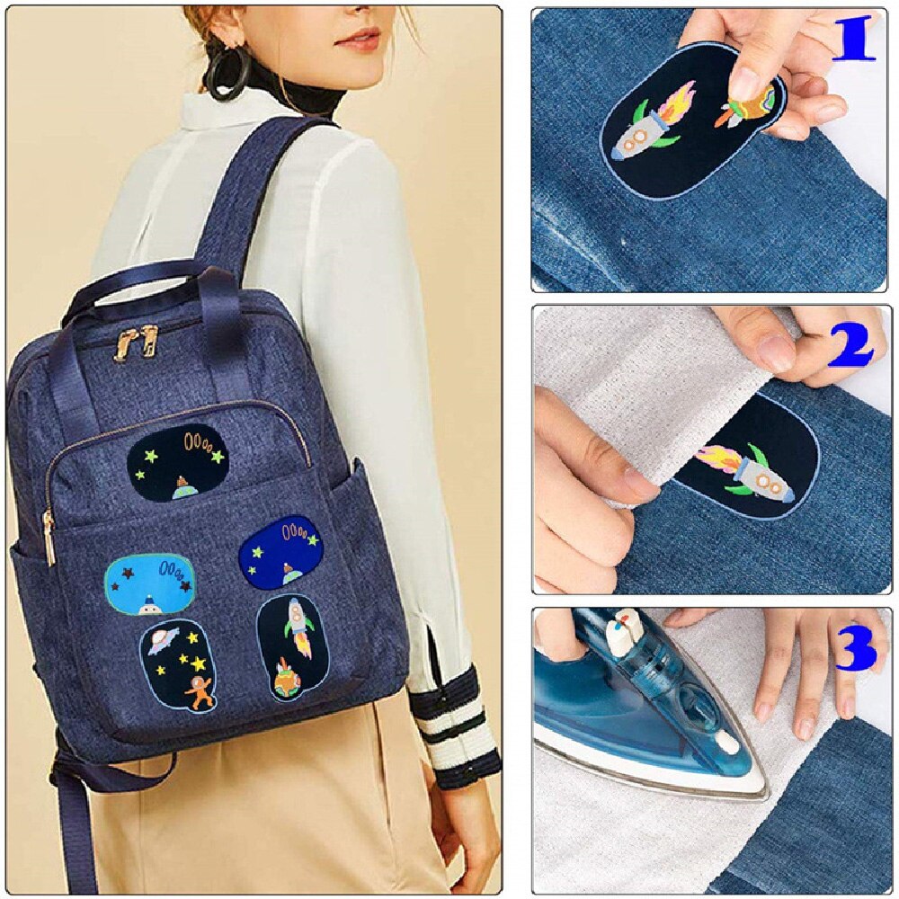5 uds reparación, costura codo rodilla parches hierro sobre parche para ropa Jeans rayas pegatinas insignia bordada niños paño