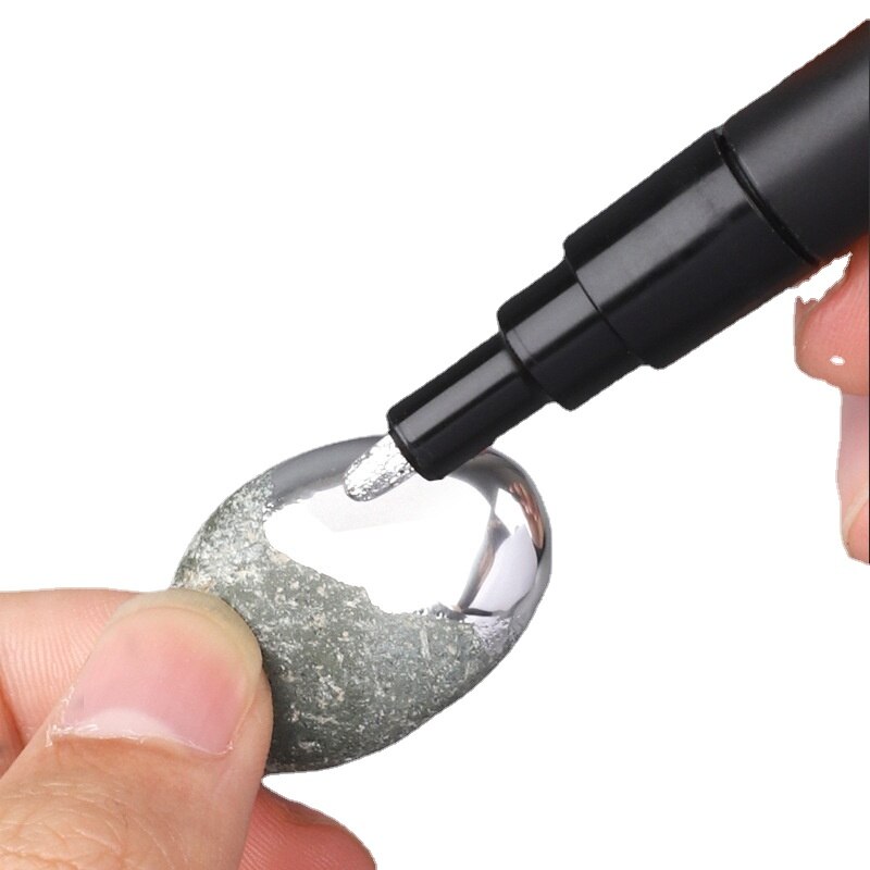 Galvanik Spiegel Silber Farbe Stift Hand-reparatur Chrom-überzogene Metall Wasserdichte Reifen Keramik berühren-hoch Farbe 1mm/2mm Feder